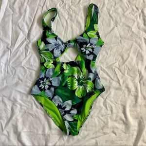 Aerie green floral one piece